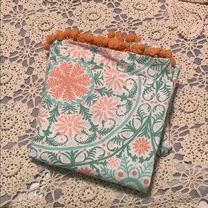 Opalhouse Teal & Coral Bohemian Mandala Style PomPom Shower Curtain